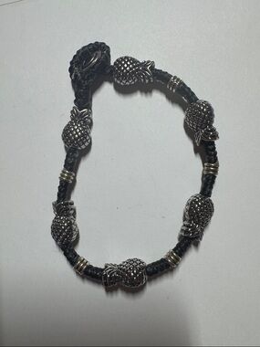Black Pineapple Charm Braided Bracelet